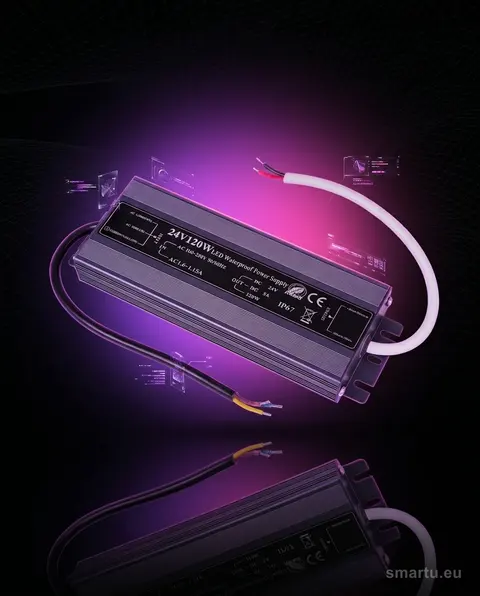 Zasilacz LED 24V 5A 120W IP67 aluminiowy do systemów oświetlenia Zasilacz LED 24V 5A 120W IP67 aluminiowy do systemów oświetlenia