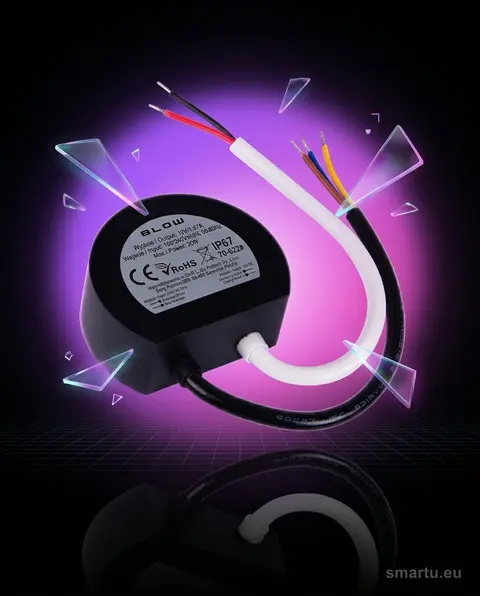 Zasilacz impulsowy dopuszkowy 12V 1,67A 20W IP67 wodoszczelny Zasilacz impulsowy dopuszkowy 12V 1,67A 20W IP67 wodoszczelny