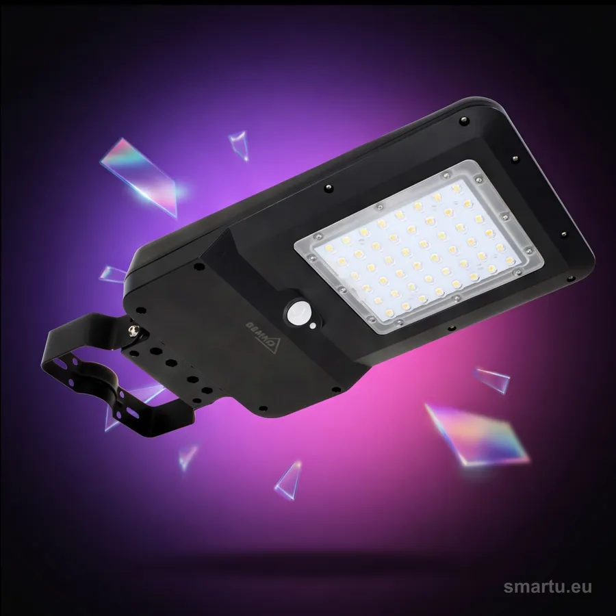 Solarna lampa uliczna BEMKO SOLGER na słupie przy podjeździe Solarna lampa uliczna BEMKO SOLGER na słupie przy podjeździe