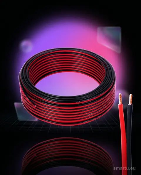 Przewód głośnikowy 2×0,50mm 25m czarno-czerwony do systemów audio i CAR-AUDIO Przewód głośnikowy 2×0,50mm 25m czarno-czerwony do systemów audio i CAR-AUDIO