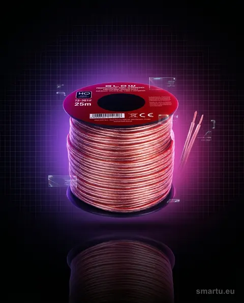 Przewód głośnikowy 2×0,35mm 25m przezroczysty audio Przewód głośnikowy 2×0,35mm 25m przezroczysty audio