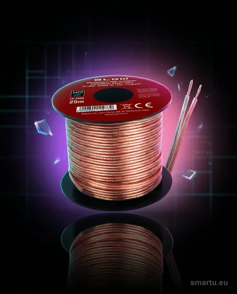 Przewód głośnikowy 2×1,00mm przezroczysty 25m do systemów audio Przewód głośnikowy 2×1,00mm przezroczysty 25m do systemów audio
