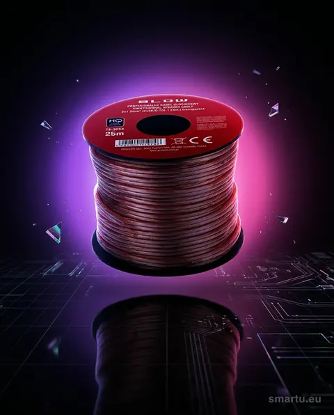Przewód głośnikowy 2×1,50mm przezroczysty 25m, kabel audio do systemów domowych i studyjnych Przewód głośnikowy 2×1,50mm przezroczysty 25m, kabel audio do systemów domowych i studyjnych