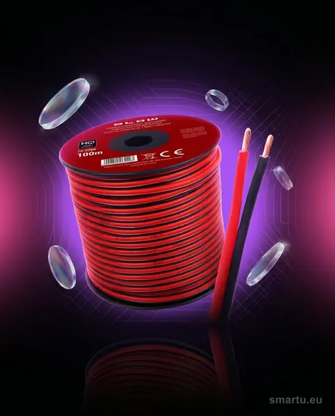 Przewód głośnikowy 2×2,50mm 100m czarno-czerwony do systemów audio i kina domowego Przewód głośnikowy 2×2,50mm 100m czarno-czerwony do systemów audio i kina domowego