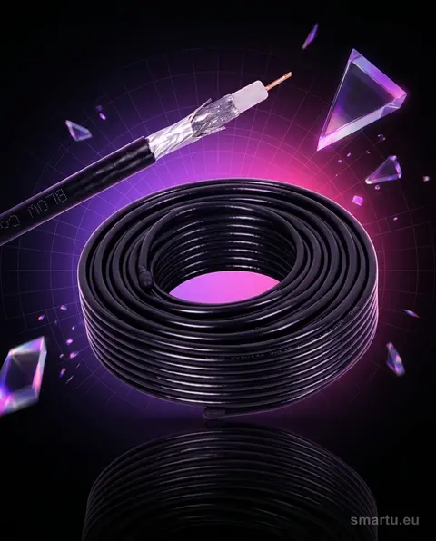 Przewód koncentryczny RG6U CU 1,02 mm, 30 m, żelowany, podwójny ekran, czarny Przewód koncentryczny RG6U CU 1,02 mm, 30 m, żelowany, podwójny ekran, czarny