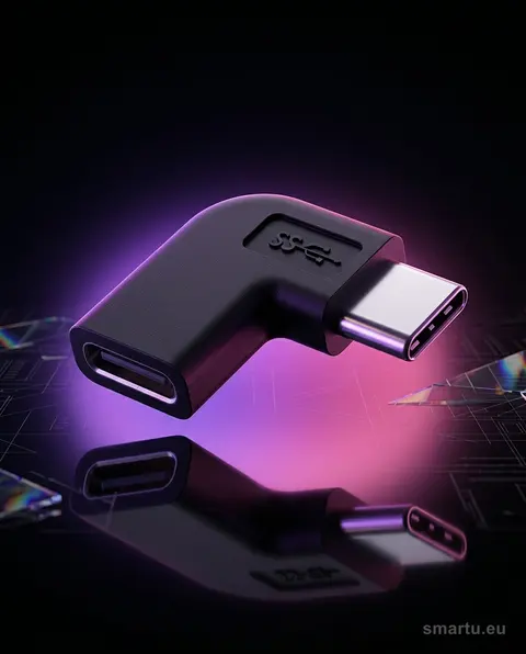 Adapter USB-C kątowy gniazdo USB-C, wtyk USB-C Smart.eu, kompaktowe połączenie Adapter USB-C kątowy gniazdo USB-C, wtyk USB-C Smart.eu, kompaktowe połączenie