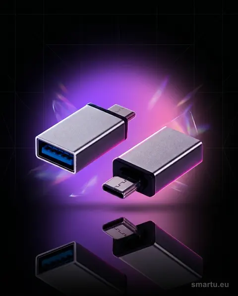 Adapter USB-C do USB-A OTG, konwerter do smartfona, szybka transmisja danych USB 3.0, srebrny Adapter USB-C do USB-A OTG, konwerter do smartfona, szybka transmisja danych USB 3.0, srebrny