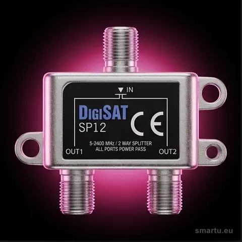 DigiSat Rozgałęźnik sygnału F GN-2GN SP12 5-2400MHz, do instalacji antenowych, 1 wejście na 2 wyjścia DigiSat Rozgałęźnik sygnału F GN-2GN SP12 5-2400MHz, do instalacji antenowych, 1 wejście na 2 wyjścia