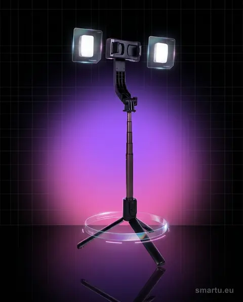 BLOW BG400 gimbal składany do smartfona z lampkami LED i tripodem, teleskopowy do 785 mm BLOW BG400 gimbal składany do smartfona z lampkami LED i tripodem, teleskopowy do 785 mm
