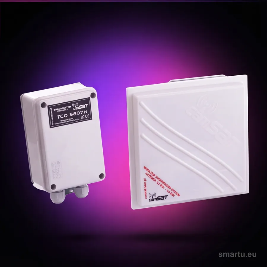 CAMSAT TCO-5807H zestaw bezprzewodowej transmisji wideo 5,8 GHz CCTV zasięg 2 km IP65 nadajnik odbiornik CAMSAT TCO-5807H zestaw bezprzewodowej transmisji wideo 5,8 GHz CCTV zasięg 2 km IP65 nadajnik odbiornik