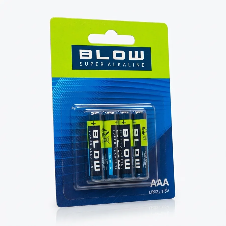 BLOW Bateria SUPER ALKALINE AAA LR3, alkaliczne paluszki 1.5V, blister 4 sztuki, do pilotów, zabawek, zegarów BLOW Bateria SUPER ALKALINE AAA LR3, alkaliczne paluszki 1.5V, blister 4 sztuki, do pilotów, zabawek, zegarów