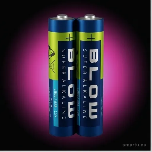 BLOW SUPER ALKALINE AAA LR3, Zestaw 2 baterii alkalicznych 1,5V do pilotów, zabawek, zegarów i urządzeń elektronicznych BLOW SUPER ALKALINE AAA LR3, Zestaw 2 baterii alkalicznych 1,5V do pilotów, zabawek, zegarów i urządzeń elektronicznych