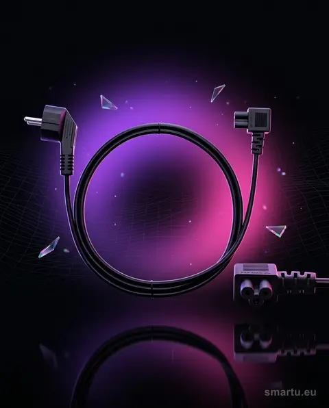Kabel zasilający kątowy koniczynka 3m do laptopa czarny Kabel zasilający kątowy koniczynka 3m do laptopa czarny
