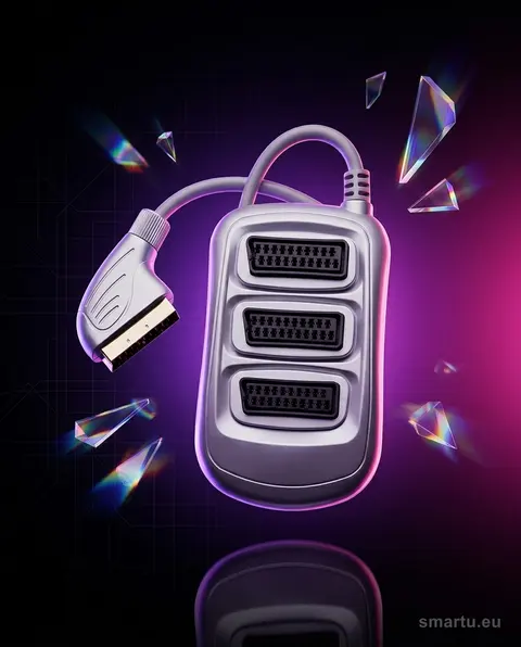 Rozgałęźnik SCART-3 gniazda SCART DIGITAL Prolech, 1 wtyk SCART z przewodem, do telewizora, kina domowego Rozgałęźnik SCART-3 gniazda SCART DIGITAL Prolech, 1 wtyk SCART z przewodem, do telewizora, kina domowego
