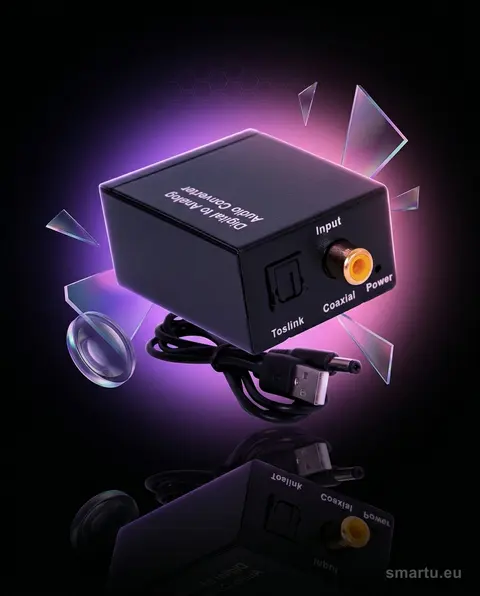 Konwerter optyczny TOSLINK DAC na 2xRCA, cyfrowy audio SPDIF na analogowy stereo Konwerter optyczny TOSLINK DAC na 2xRCA, cyfrowy audio SPDIF na analogowy stereo