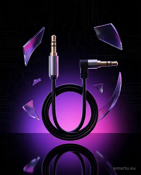 Kabel AUX JACK 3,5 mm stereo, wtyk prosty, wtyk kątowy, 1m, metalowe złącza, miedziany przewód, ekranowany, blister Kabel AUX JACK 3,5 mm stereo, wtyk prosty, wtyk kątowy, 1m, metalowe złącza, miedziany przewód, ekranowany, blister