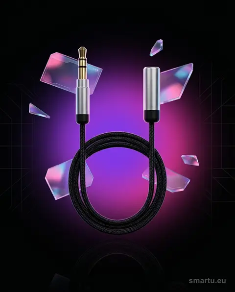 Przedłużacz Jack 3,5mm stereo 1m, metalowe złącza, miedziany przewód, ekranowany, smartu.eu Przedłużacz Jack 3,5mm stereo 1m, metalowe złącza, miedziany przewód, ekranowany, smartu.eu