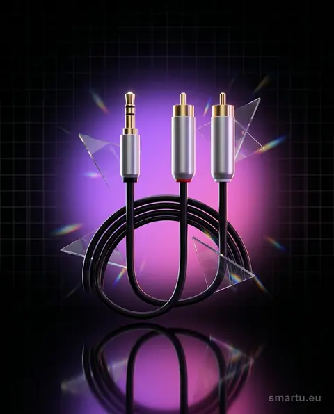 Przyłącze Jack 3,5mm, 2xRCA 2,5m metalowe do smartfonu, TV, komputera Przyłącze Jack 3,5mm, 2xRCA 2,5m metalowe do smartfonu, TV, komputera