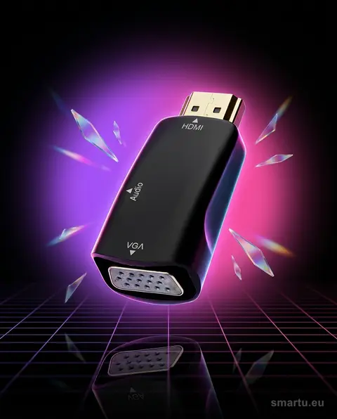 Adapter HDMI na VGA z wyjściem audio 3,5 mm do monitorów i projektorów Adapter HDMI na VGA z wyjściem audio 3,5 mm do monitorów i projektorów