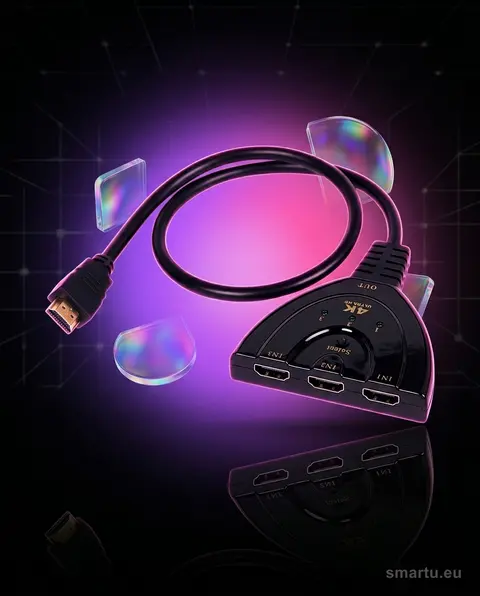 Rozgałęźnik HDMI 3 wejścia, przełącznik źródła, obsługa 4K, bez zasilania Rozgałęźnik HDMI 3 wejścia, przełącznik źródła, obsługa 4K, bez zasilania