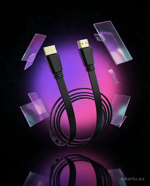 Przyłącze HDMI-HDMI CLASSIC płaskie 3m złocone wtyki HDMI 2.0 4K Przyłącze HDMI-HDMI CLASSIC płaskie 3m złocone wtyki HDMI 2.0 4K