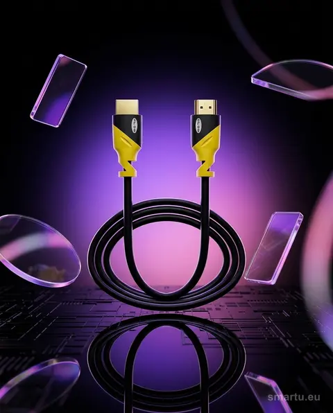 Przyłącze HDMI-HDMI YELLOW 1,5m proste 4K 18Gbps złocone wtyki Przyłącze HDMI-HDMI YELLOW 1,5m proste 4K 18Gbps złocone wtyki