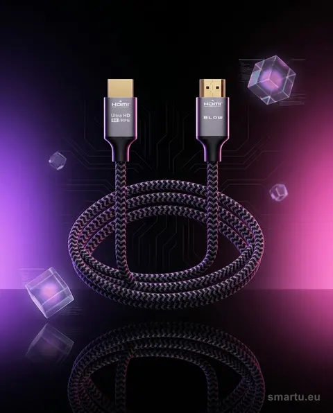 Przyłącze HDMI-HDMI 8K 1,5m plecionka silver, kabel wysokiej rozdzielczości 48Gb/s Przyłącze HDMI-HDMI 8K 1,5m plecionka silver, kabel wysokiej rozdzielczości 48Gb/s