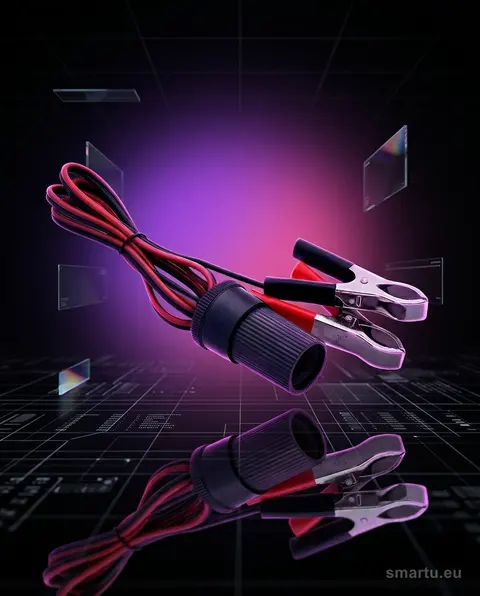Gniazdo zapalniczki samochodowej z krokodylkami 1,2m smartu.eu, adapter zasilania do akumulatora 12V Gniazdo zapalniczki samochodowej z krokodylkami 1,2m smartu.eu, adapter zasilania do akumulatora 12V
