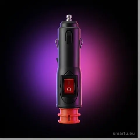 Wtyk zapalniczki samochodowej W22 z wyłącznikiem, 12V/24V, 10A, do gniazd 21mm/mini DIN, z bezpiecznikiem Wtyk zapalniczki samochodowej W22 z wyłącznikiem, 12V/24V, 10A, do gniazd 21mm/mini DIN, z bezpiecznikiem