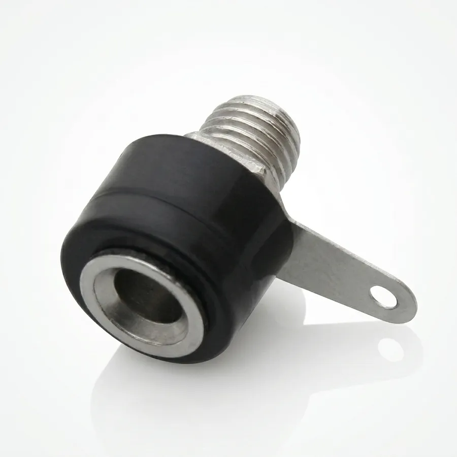 Gniazdo bananowe montażowe czarne srebrne 4mm do zastosowań audio, laboratoryjnych, DIY – Prolech 9613# Gniazdo bananowe montażowe czarne srebrne 4mm do zastosowań audio, laboratoryjnych, DIY – Prolech 9613#