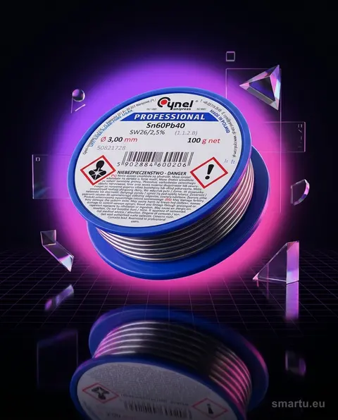 Cyna lutownicza CYNEL 3,0 mm 100 g S-Sn60Pb40 do elektroniki - zdjęcie główne | smartu.eu Cyna lutownicza CYNEL 3,0 mm 100 g S-Sn60Pb40 do elektroniki - zdjęcie główne | smartu.eu