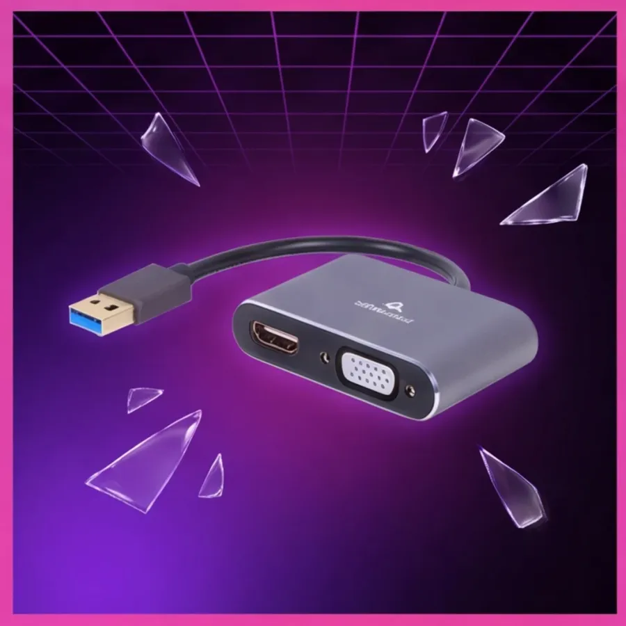 Adapter Gembird USB 3.0 to HDMI VGA D-SUB — zdjęcie główne, smartu.eu