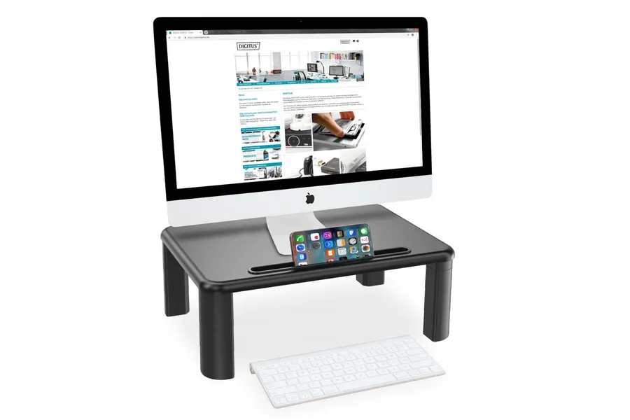 Digitus Podstawka pod monitor regulowana z drewnianym blatem do 10kg Czarna — zdjęcie producenta