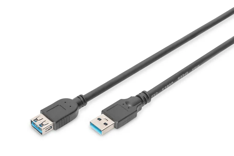 Kabel Digitus przedłużający USB 3.1 Gen.1 SuperSpeed 5Gbps Typ USB A/USB A M/Ż czarny 1,8m — zdjęcie producenta