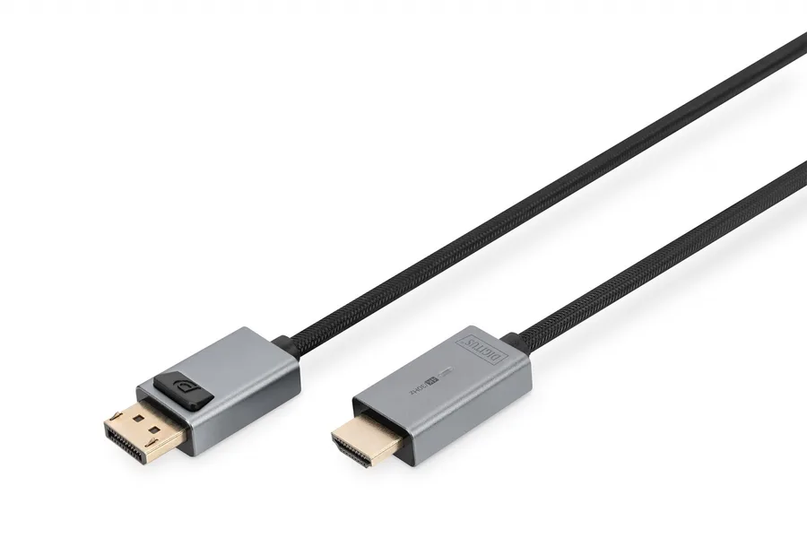 Kabel Digitus adapter DisplayPort - HDMI 4K 30Hz DP/HDMI M/M 1,8m — zdjęcie producenta Kabel Digitus adapter DisplayPort - HDMI 4K 30Hz DP/HDMI M/M 1,8m — zdjęcie producenta
