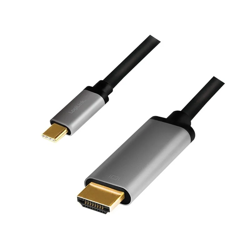 Kabel LogiLink USB-C do HDMI, 4K 60Hz aluminiowy 1.8m — zdjęcie producenta
