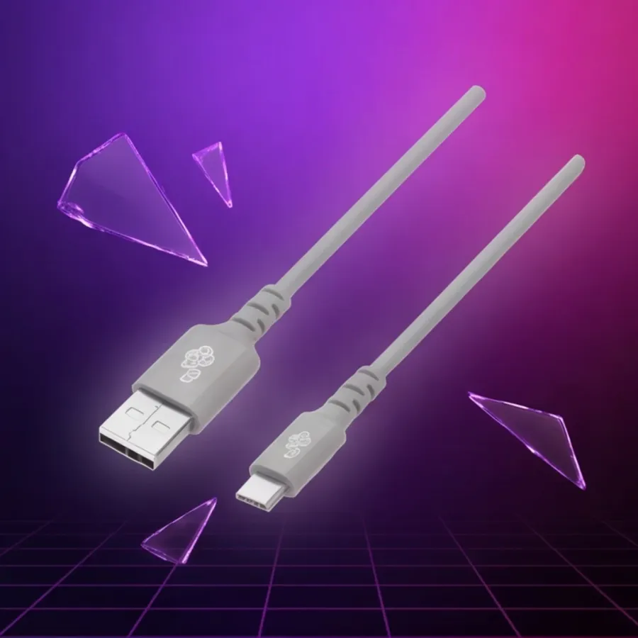 Kabel TB USB-USB C 1m silikonowy szary Quick Charge — zdjęcie główne, smartu.eu