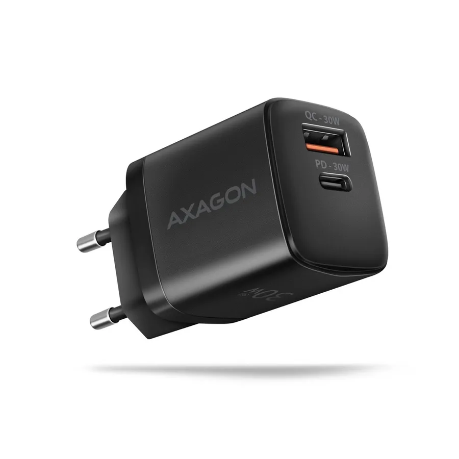 AXAGON ACU-PQ30 Ładowarka sieciowa, PD & QC 30W, QC3.0,4.0/AFC/FCP/PPS/Apple, Czarna — zdjęcie producenta AXAGON ACU-PQ30 Ładowarka sieciowa, PD & QC 30W, QC3.0,4.0/AFC/FCP/PPS/Apple, Czarna — zdjęcie producenta