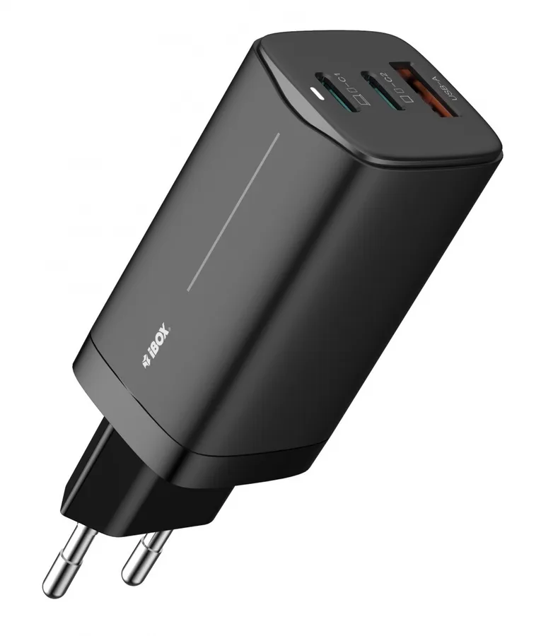 Ładowarka iBOX sieciowa ILUC65B czarna GaN 65W USB -C — zdjęcie producenta