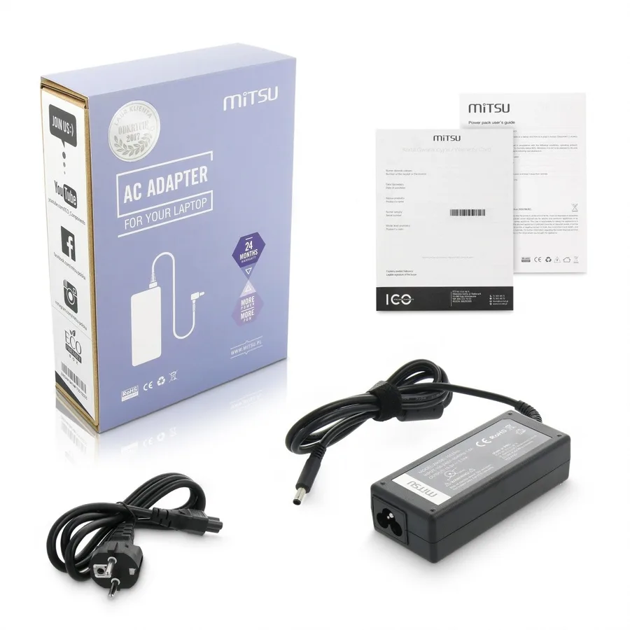 Ładowarka Mitsu/zasilacz 19.5v 3.34a (4.5x3.0 pin) - Dell 65W — zdjęcie producenta