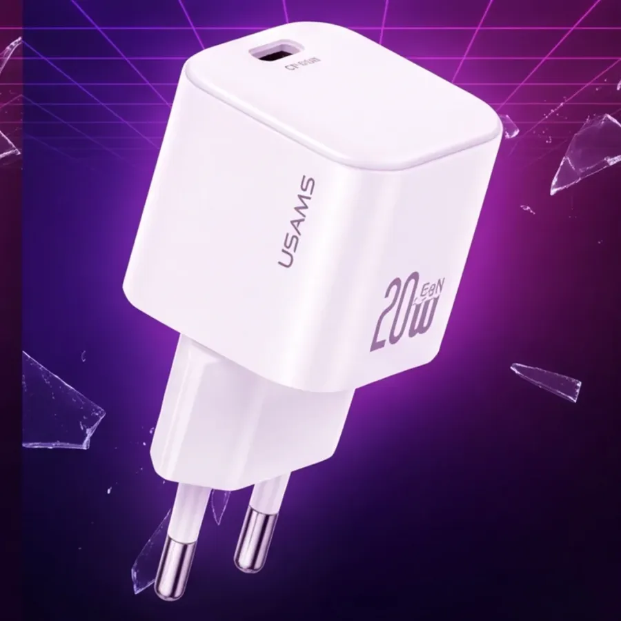 Ładowarka USAMS sieciowa JO Series CC260 20W USB-C + kabel USB-C/Lightning 1m biała — zdjęcie główne, smartu.eu Ładowarka USAMS sieciowa JO Series CC260 20W USB-C + kabel USB-C/Lightning 1m biała — zdjęcie główne, smartu.eu