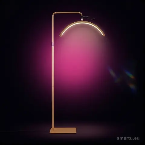 Lampa kosmetyczna LED 36W łukowa bezcieniowa do rzęs regulowana złota, panel i pilot