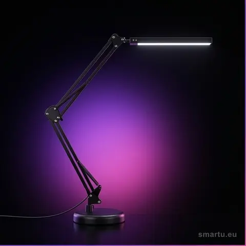 Lampka biurkowa LED USB z klipsem i podstawką, 24 LED, 3 barwy, 10 poziomów jasności, obrotowe ramię 360°