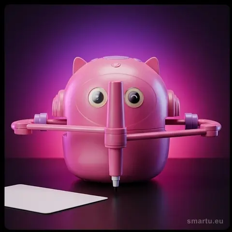 Robot edukacyjny do rysowania krok po kroku z fiszkami i mazakami różowy, nauka angielskiego dla dzieci 3+ Robot edukacyjny do rysowania krok po kroku z fiszkami i mazakami różowy, nauka angielskiego dla dzieci 3+