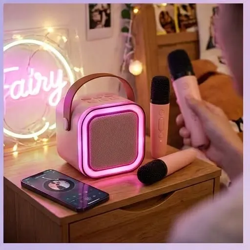 Złącze USB-C do ładowania głośnika karaoke - widok z bliska Złącze USB-C do ładowania głośnika karaoke - widok z bliska