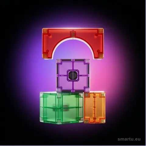 Klocki magnetyczne świecące konstrukcyjne 3D 64 elementy STEM dzieci 3+