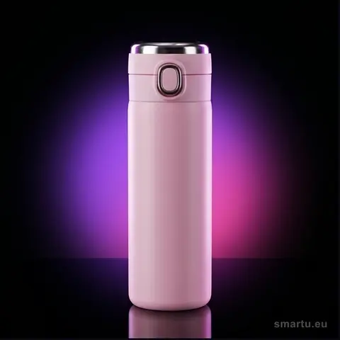 Kubek termiczny LED 350 ml z ustnikiem i wyświetlaczem temperatury, stal nierdzewna 304, różowy