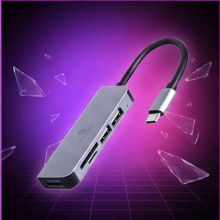 Hub Gembird 3-portowy USB-C, USB 2.0x2, USB 3.0, czytnik kart — zdjęcie główne, smartu.eu