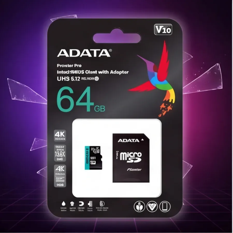 Karta Adata pamięci microSD Premier Pro 64GB UHS1 U3 V30 A2 + adapter — zdjęcie główne, smartu.eu