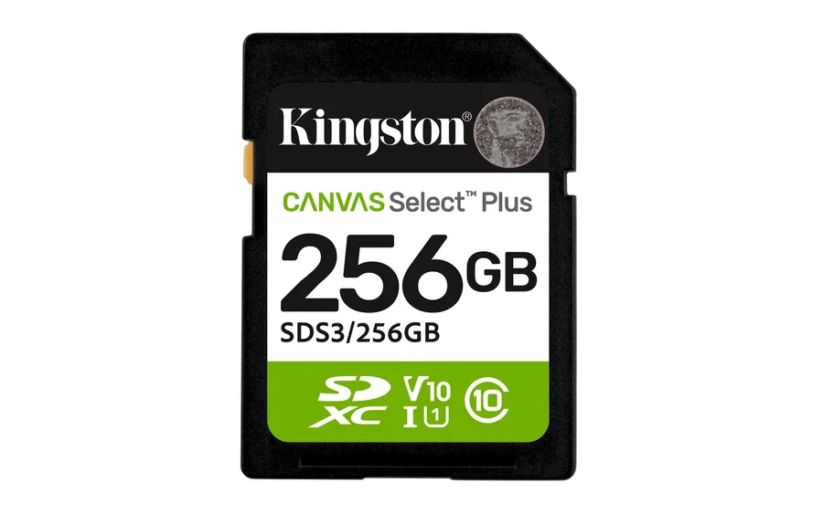 Karta Kingston pamięci SD 256GB Canvas Select Plus Gen3 150MB/s — zdjęcie producenta Karta Kingston pamięci SD 256GB Canvas Select Plus Gen3 150MB/s — zdjęcie producenta